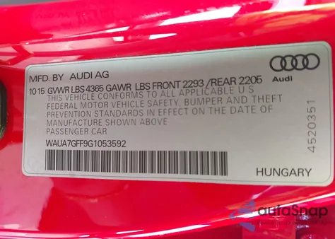 2016 Audi A3 1.8T Premium from USA, damaged, VIN WAUA7GFF9G1053592